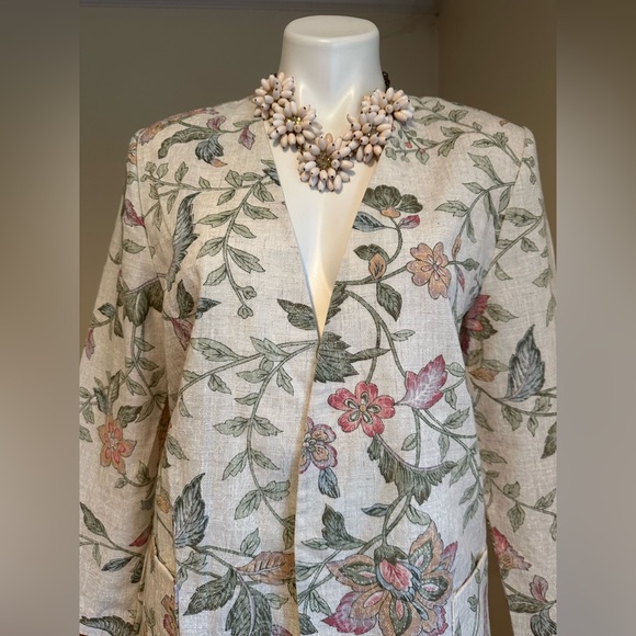 The Villager 80’S Cream Color Floral Print Skirt Set No Button Jacket SZ… - Picture 2 of 16